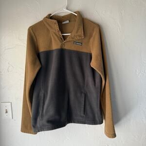 Columbia Boy's Size XL Brown Half Button Fleece Pullover Sweater